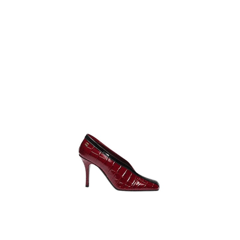 Chanel Crocodile Embossed Pumps Burgundy & Black