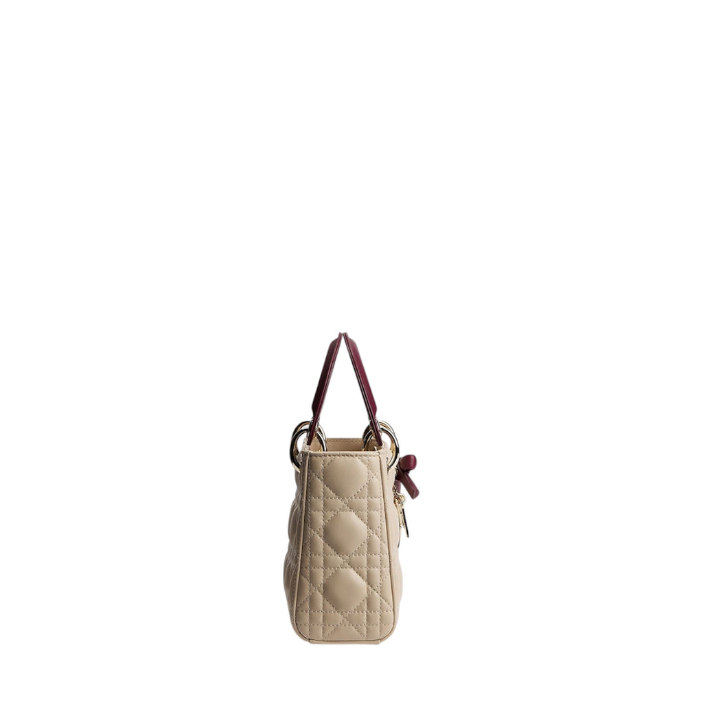 Dior Mini Lady Dior Bag with Chain Two-Tone Trench and Hermitage Red