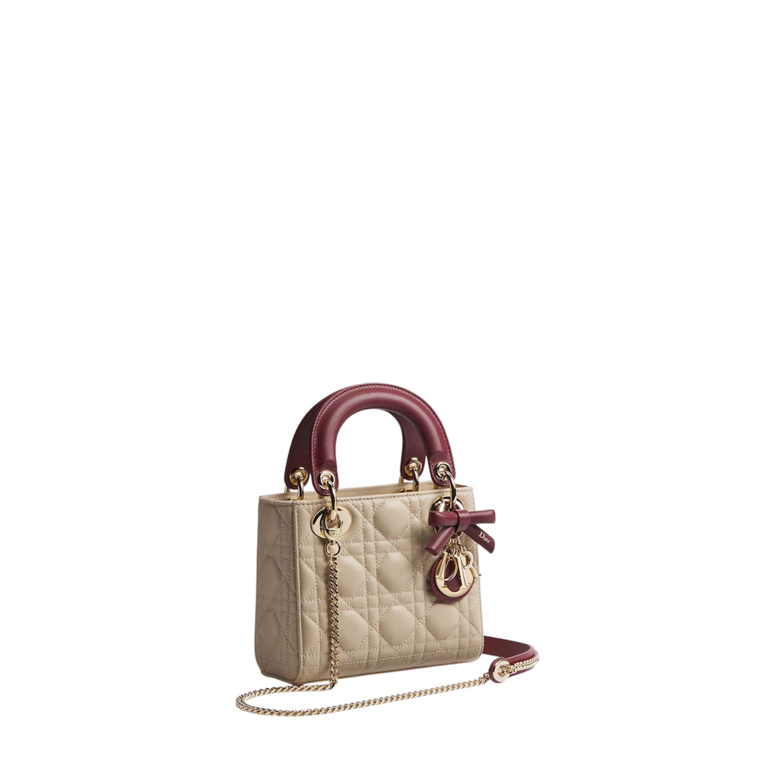 Dior Mini Lady Dior Bag with Chain Two-Tone Trench and Hermitage Red