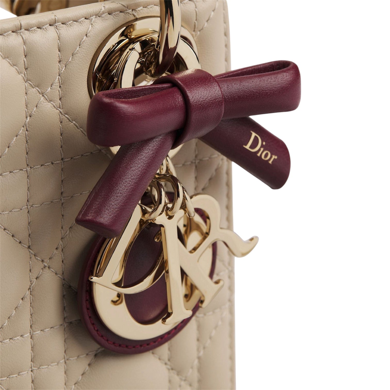 Dior Mini Lady Dior Bag with Chain Two-Tone Trench and Hermitage Red