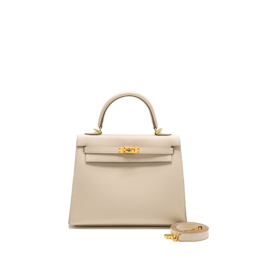 Lorenzia Kelly 25 Epsom Leather Handbag Craie Gold-Tone Hardware