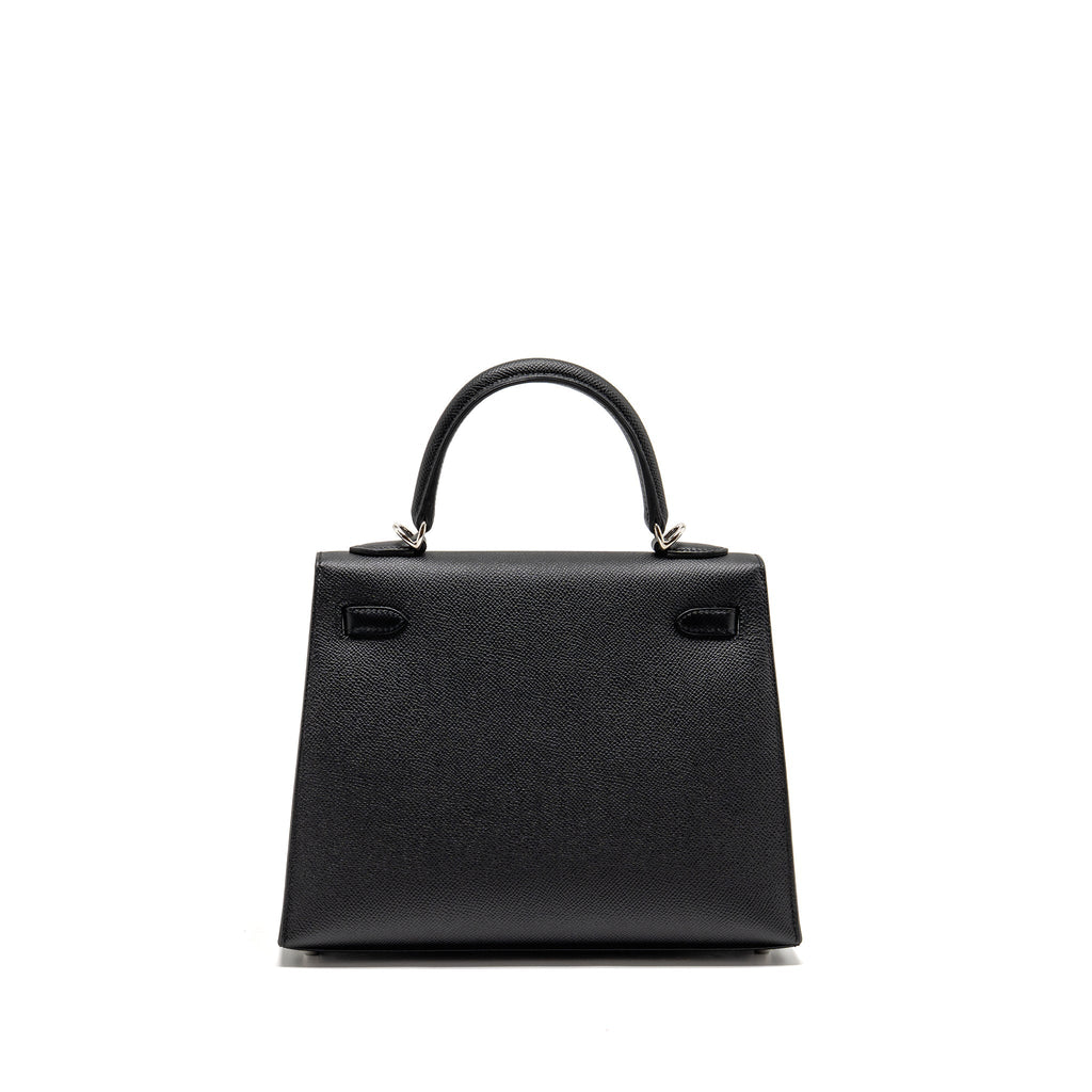 Lorenzia Kelly 25 Epsom Leather Handbag Black Silver-Tone Hardware