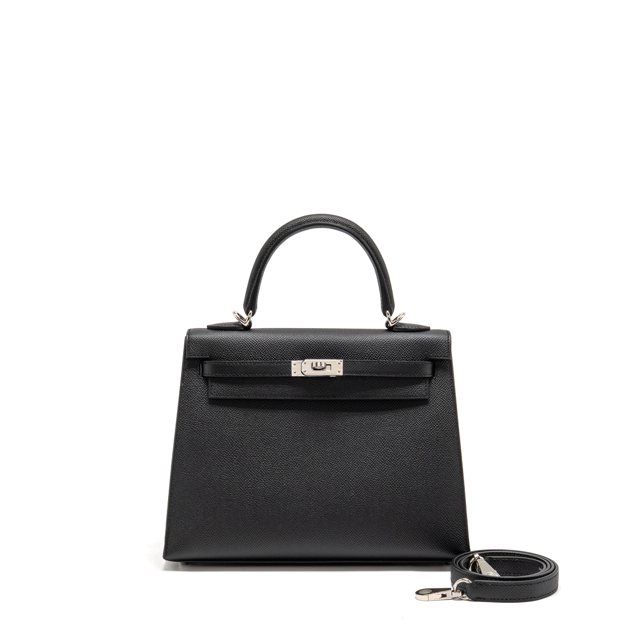 Lorenzia Kelly 25 Epsom Leather Handbag Black Silver-Tone Hardware