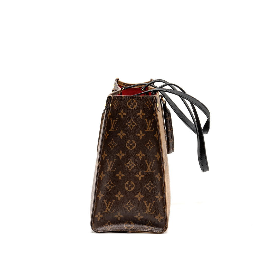 Onthego MM Monogram Canvas Tote Bag Gold-Tone Hardware
