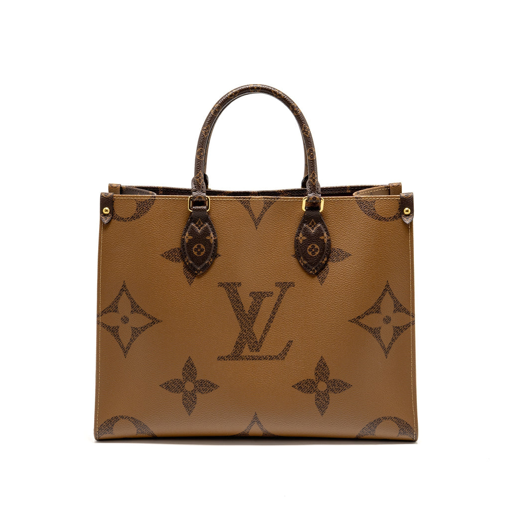 Onthego MM Monogram Canvas Tote Bag Gold-Tone Hardware