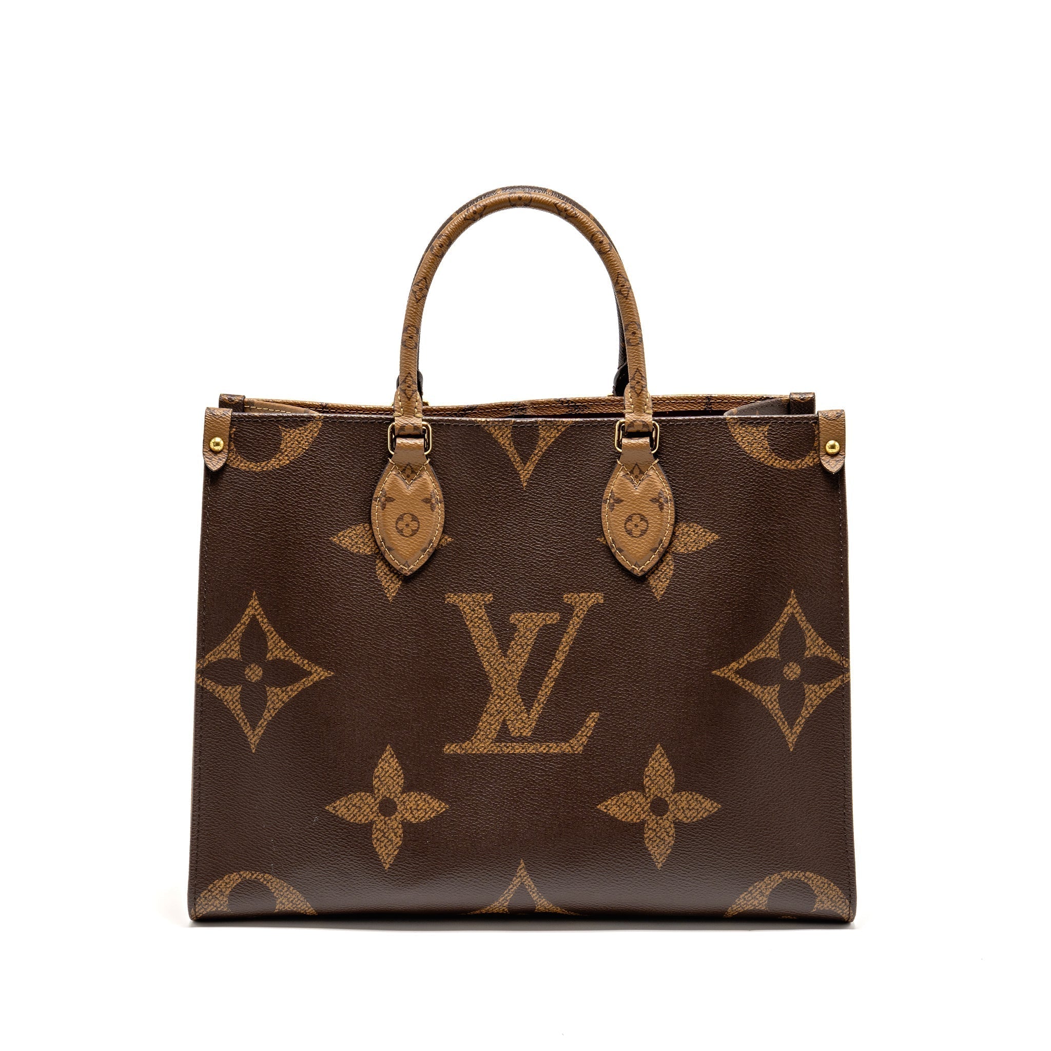 Onthego MM Monogram Canvas Tote Bag Gold-Tone Hardware
