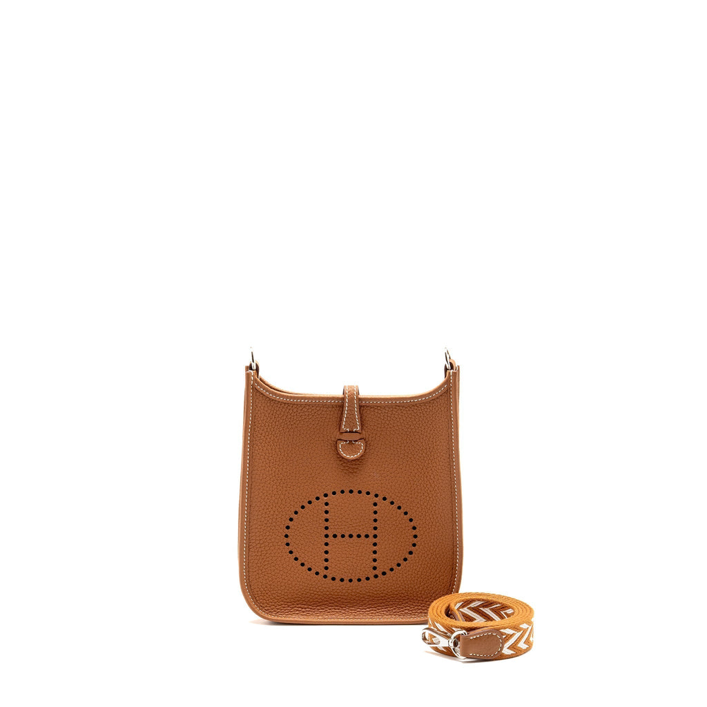 Lorenzia Mini Evelyne Clemence Leather Handbag Gold Silver-Tone Hardware