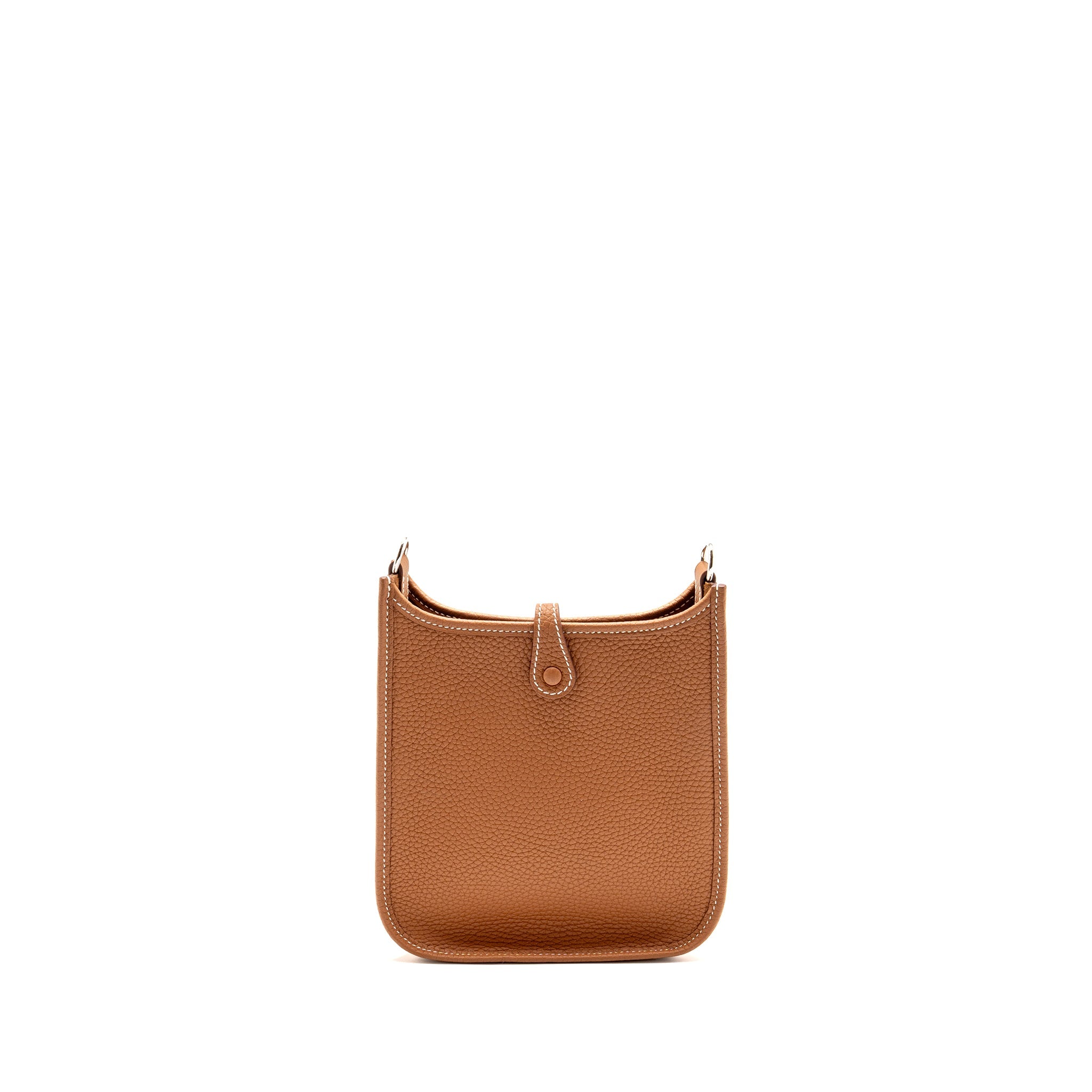 Lorenzia Mini Evelyne Clemence Leather Handbag Gold Silver-Tone Hardware