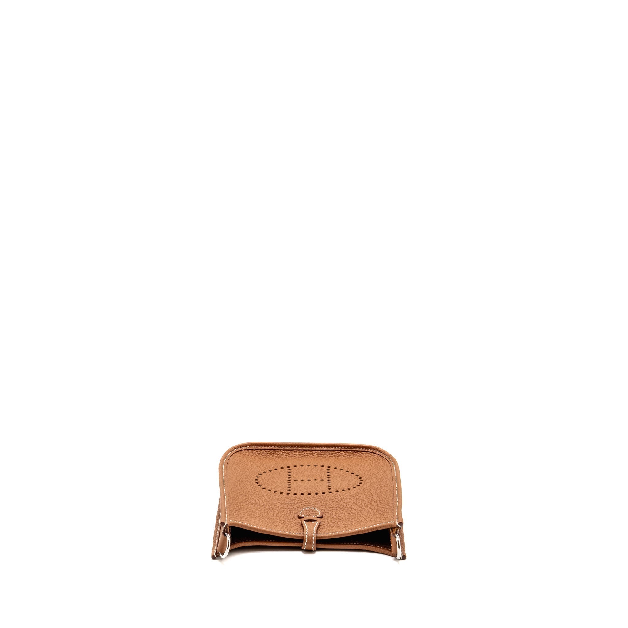 Lorenzia Mini Evelyne Clemence Leather Handbag Gold Silver-Tone Hardware