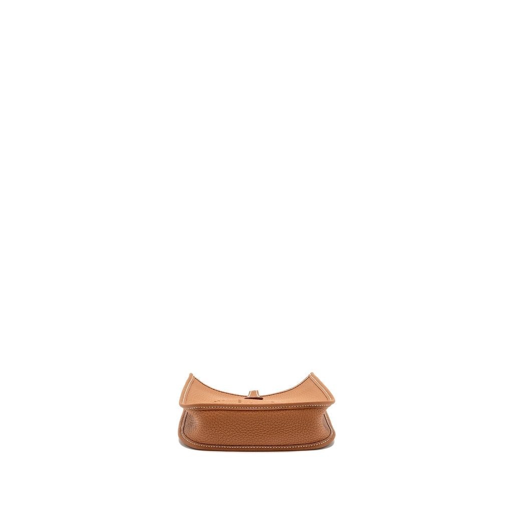 Lorenzia Mini Evelyne Clemence Leather Handbag Gold Silver-Tone Hardware