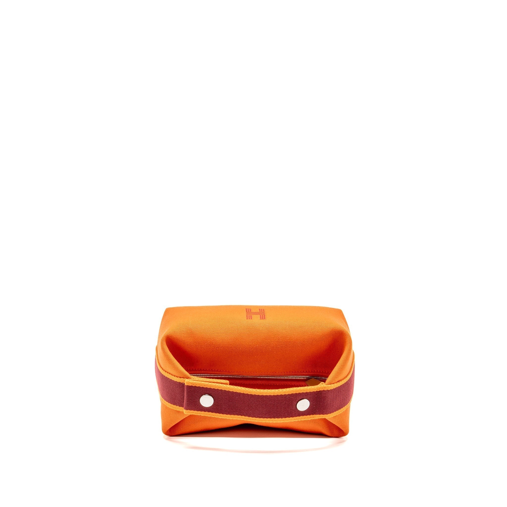 Lorenzia Bride-A-Brac Travel Case Small Canvas Orange Feu Silver-Tone Hardware