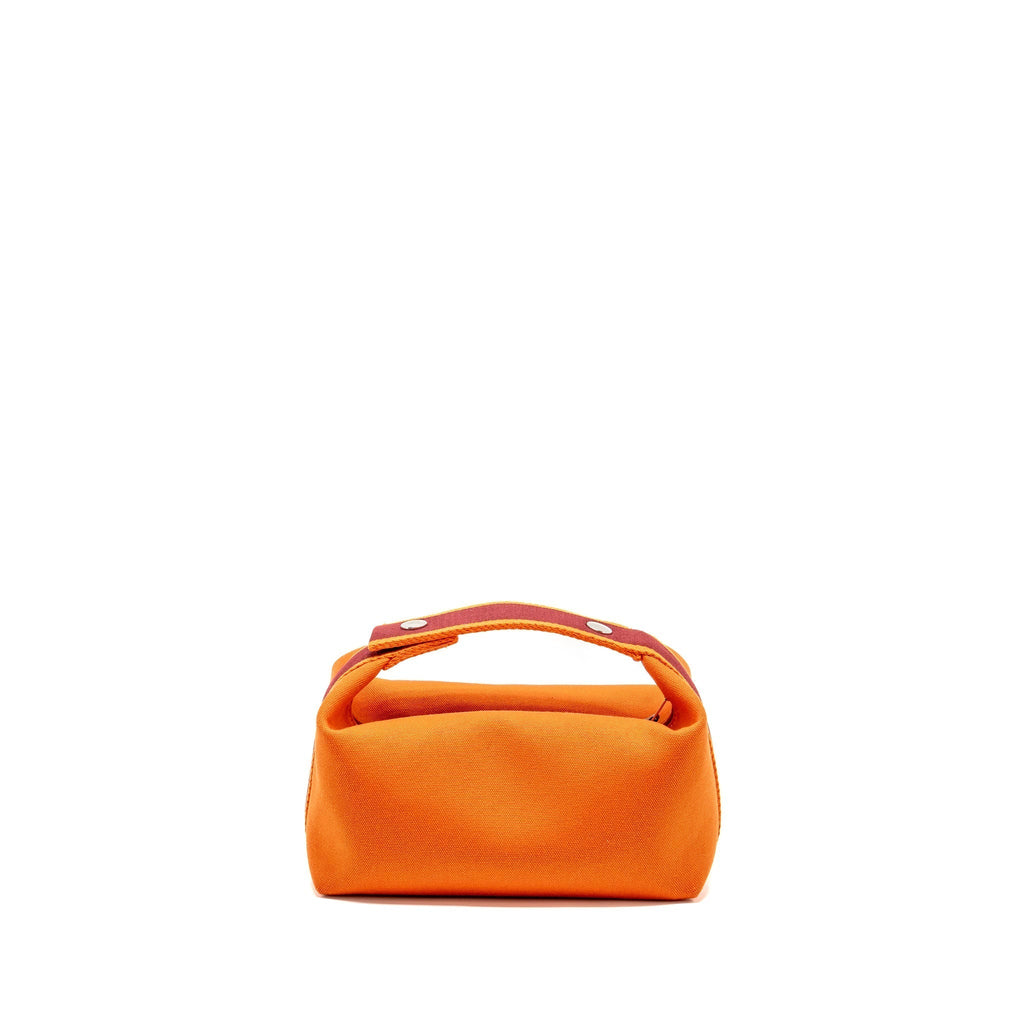 Lorenzia Bride-A-Brac Travel Case Small Canvas Orange Feu Silver-Tone Hardware