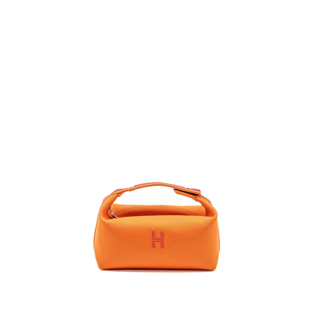 Lorenzia Bride-A-Brac Travel Case Small Canvas Orange Feu Silver-Tone Hardware