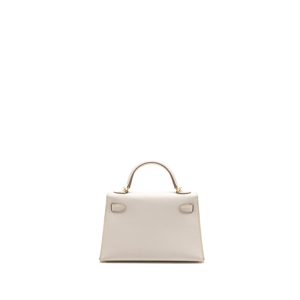 Lorenzia Mini Kelly II Epsom Leather Handbag Gris Pale Gold-Tone Hardware