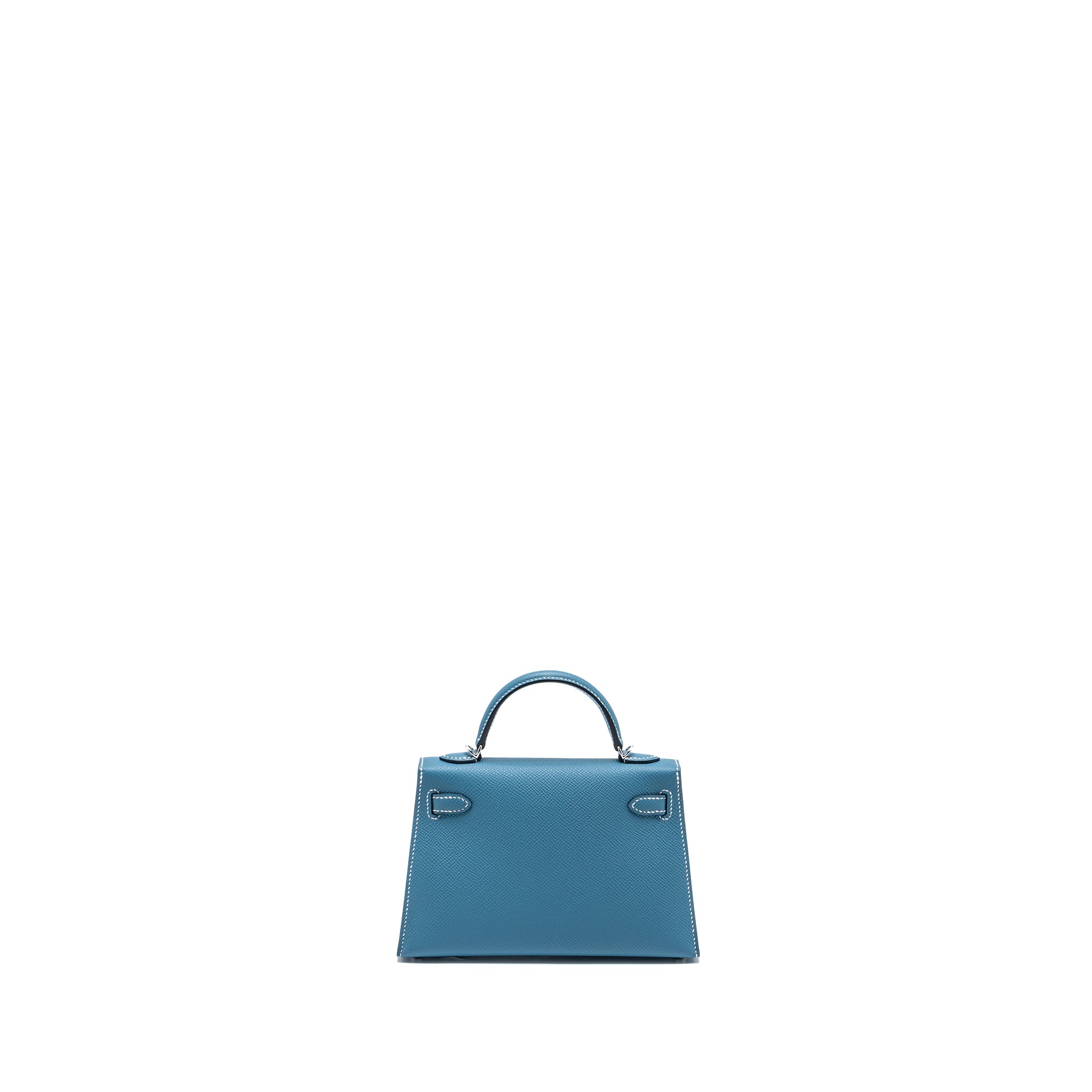 Lorenzia Mini Kelly II Epsom Leather Handbag Blue Jean Silver-Tone Hardware