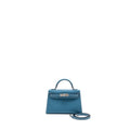 Lorenzia Mini Kelly II Epsom Leather Handbag Blue Jean Silver-Tone Hardware