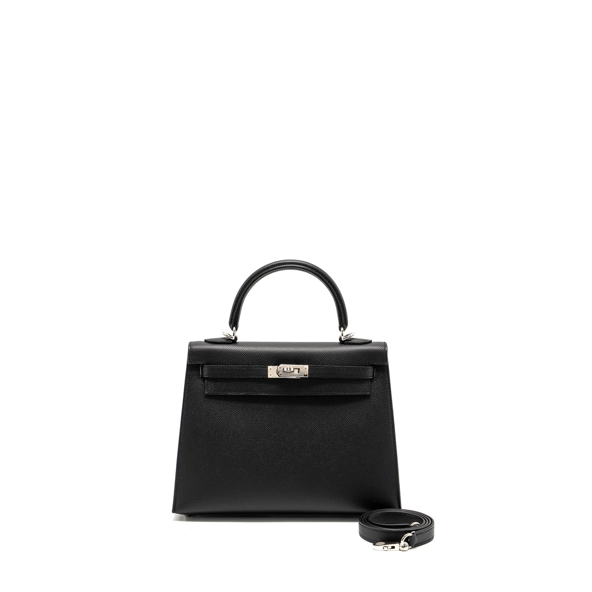 Lorenzia Kelly 25 Epsom Leather Handbag Black Silver-Tone Hardware