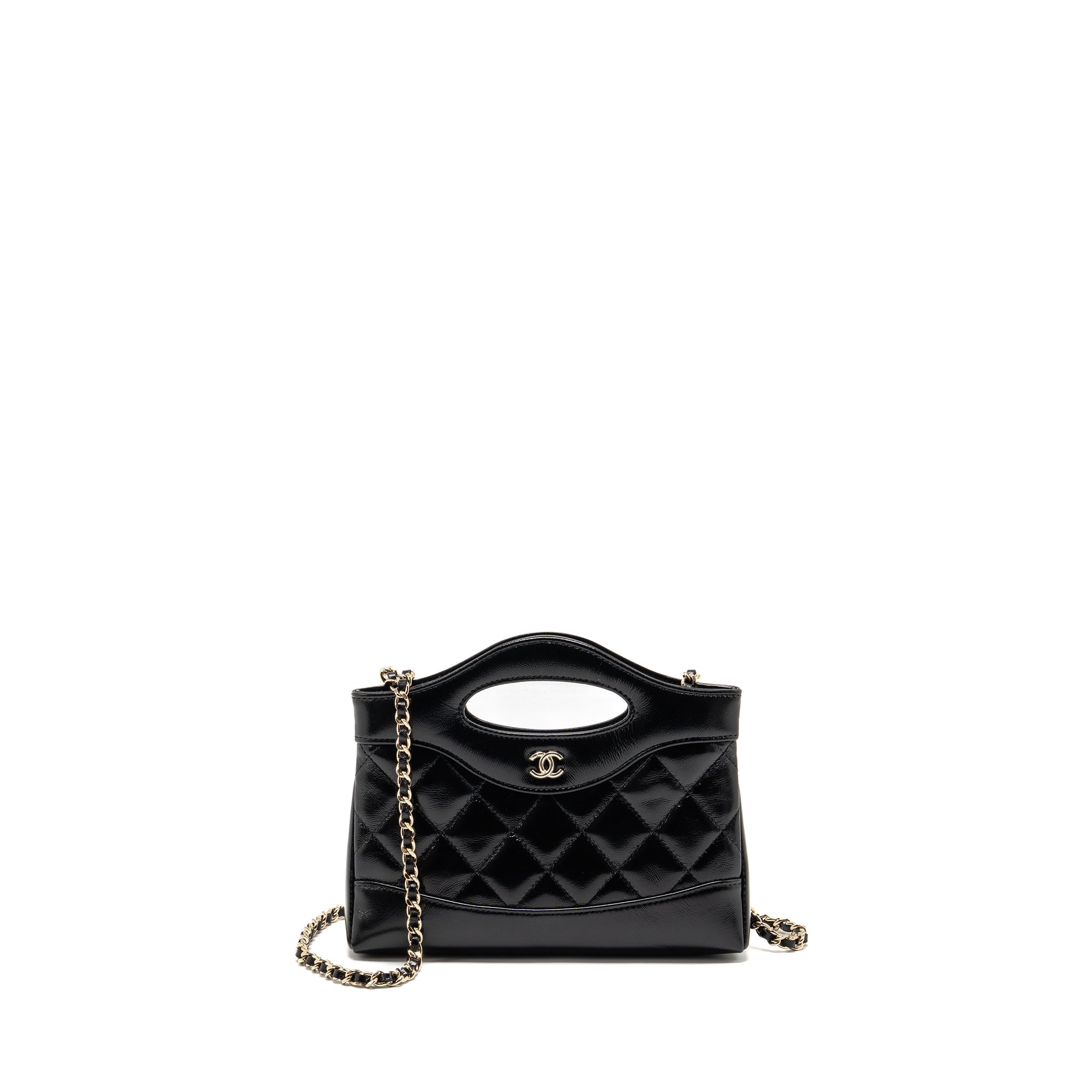 Mini 31 Clutch With Chain Shiny Lambskin Leather Black Light Gold-Tone Hardware