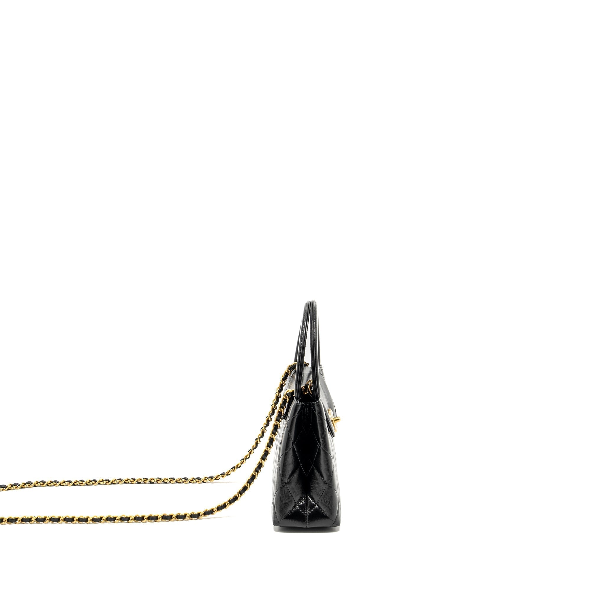 Chanel Mini Kelly Shopping Tote Bag Calfskin Black Gold-Tone Hardware