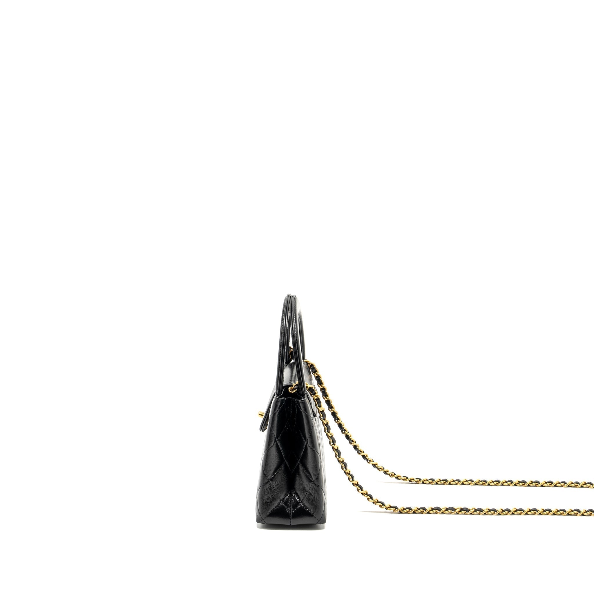 Chanel Mini Kelly Shopping Tote Bag Calfskin Black Gold-Tone Hardware