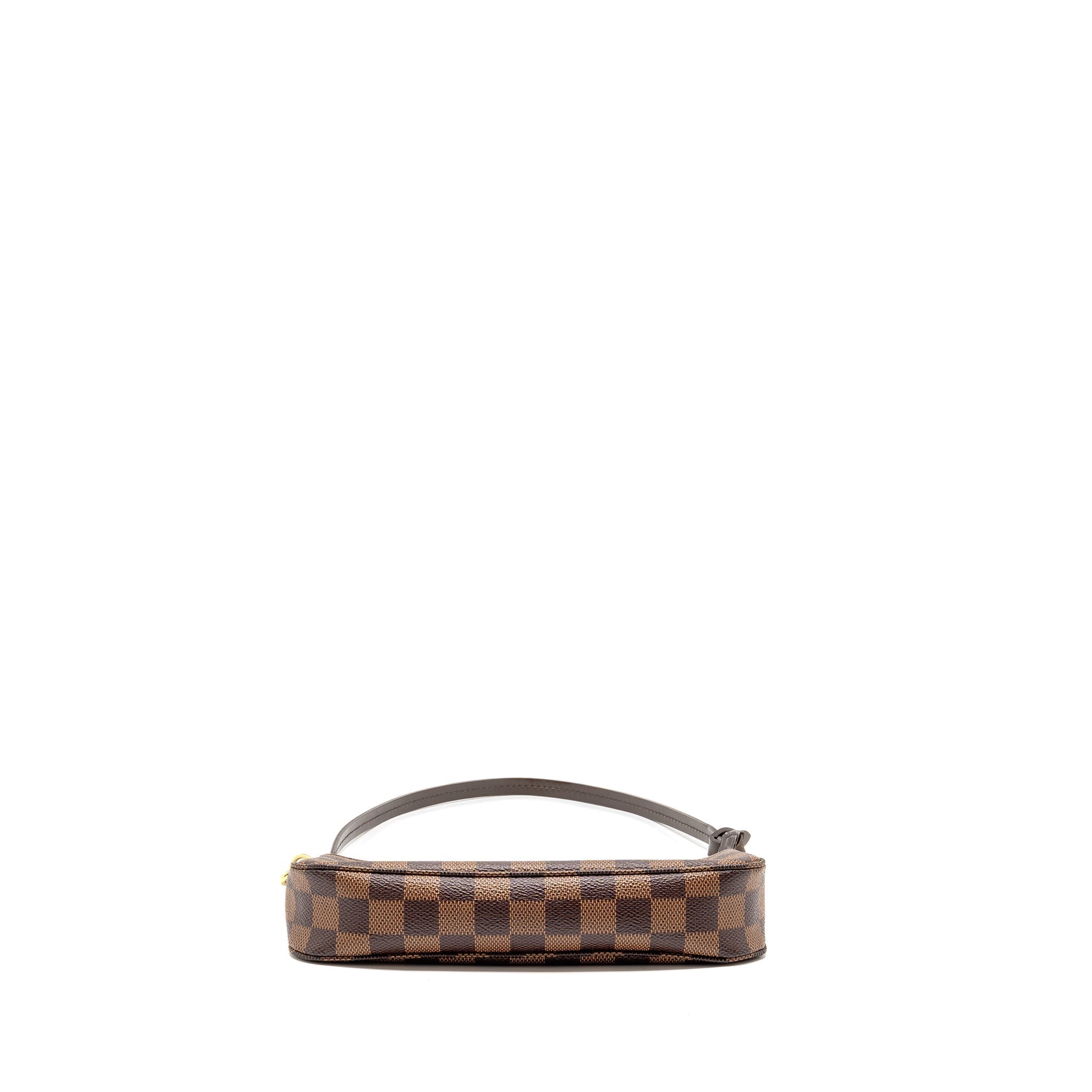 Pochette Accessoires Damier Ebene Canvas Shoulder Bag Gold-Tone Hardware