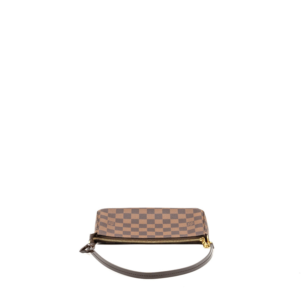 Pochette Accessoires Damier Ebene Canvas Shoulder Bag Gold-Tone Hardware