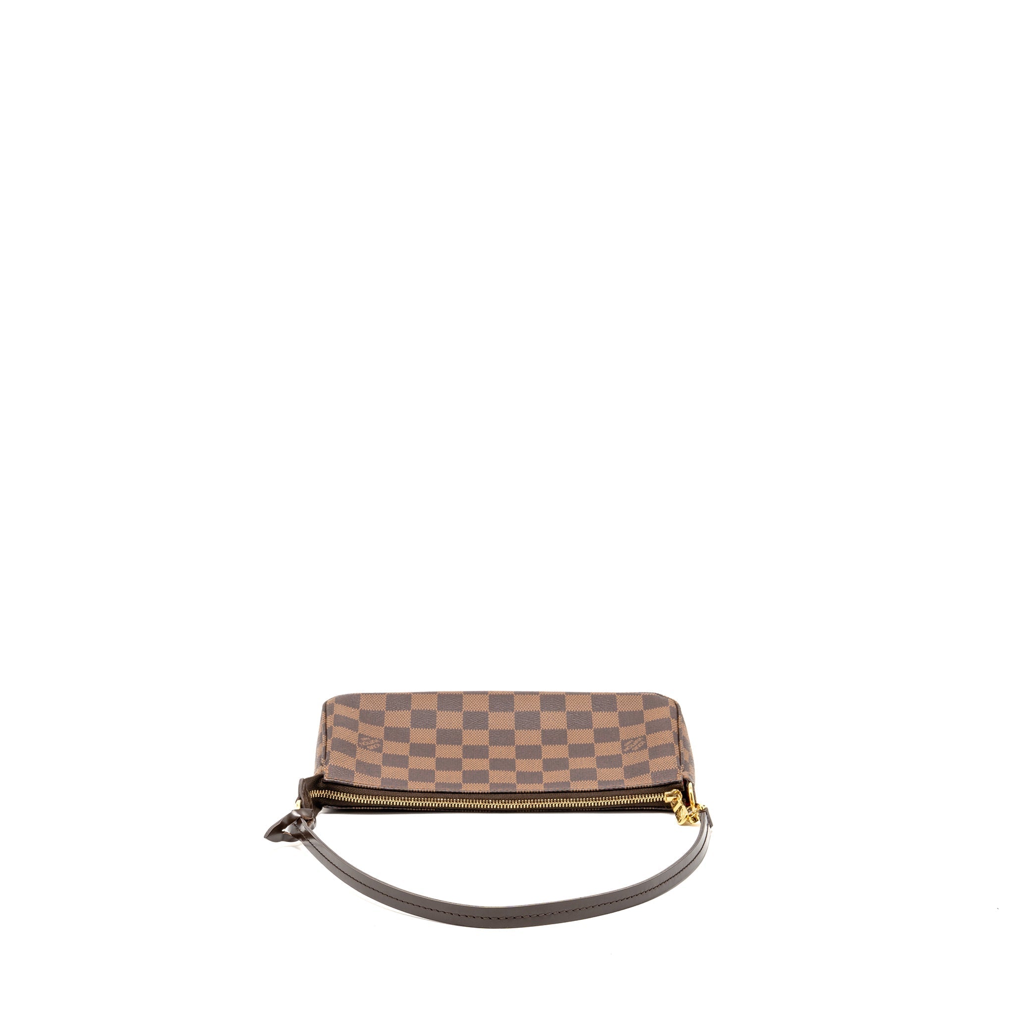 Pochette Accessoires Damier Ebene Canvas Shoulder Bag Gold-Tone Hardware