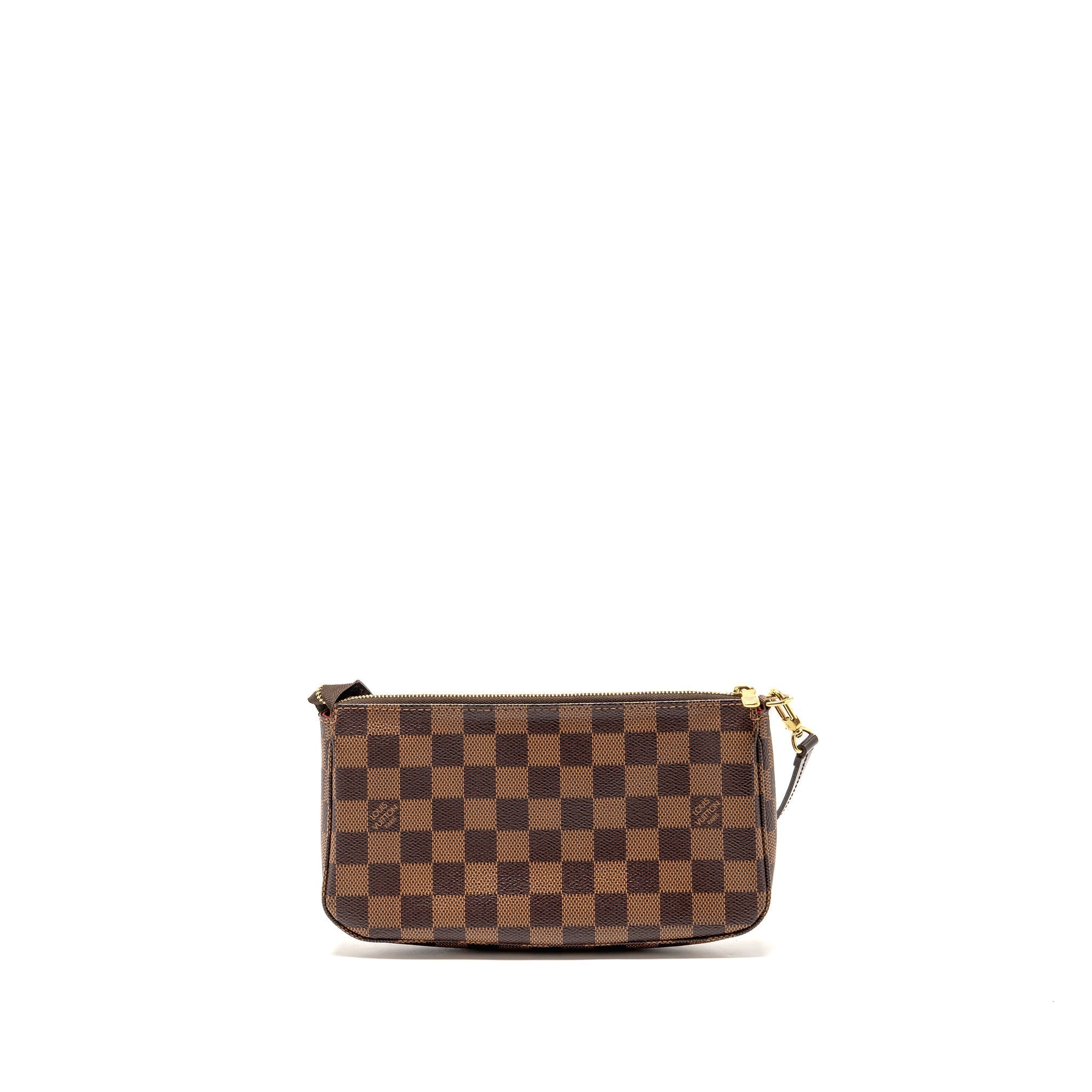 Pochette Accessoires Damier Ebene Canvas Shoulder Bag Gold-Tone Hardware