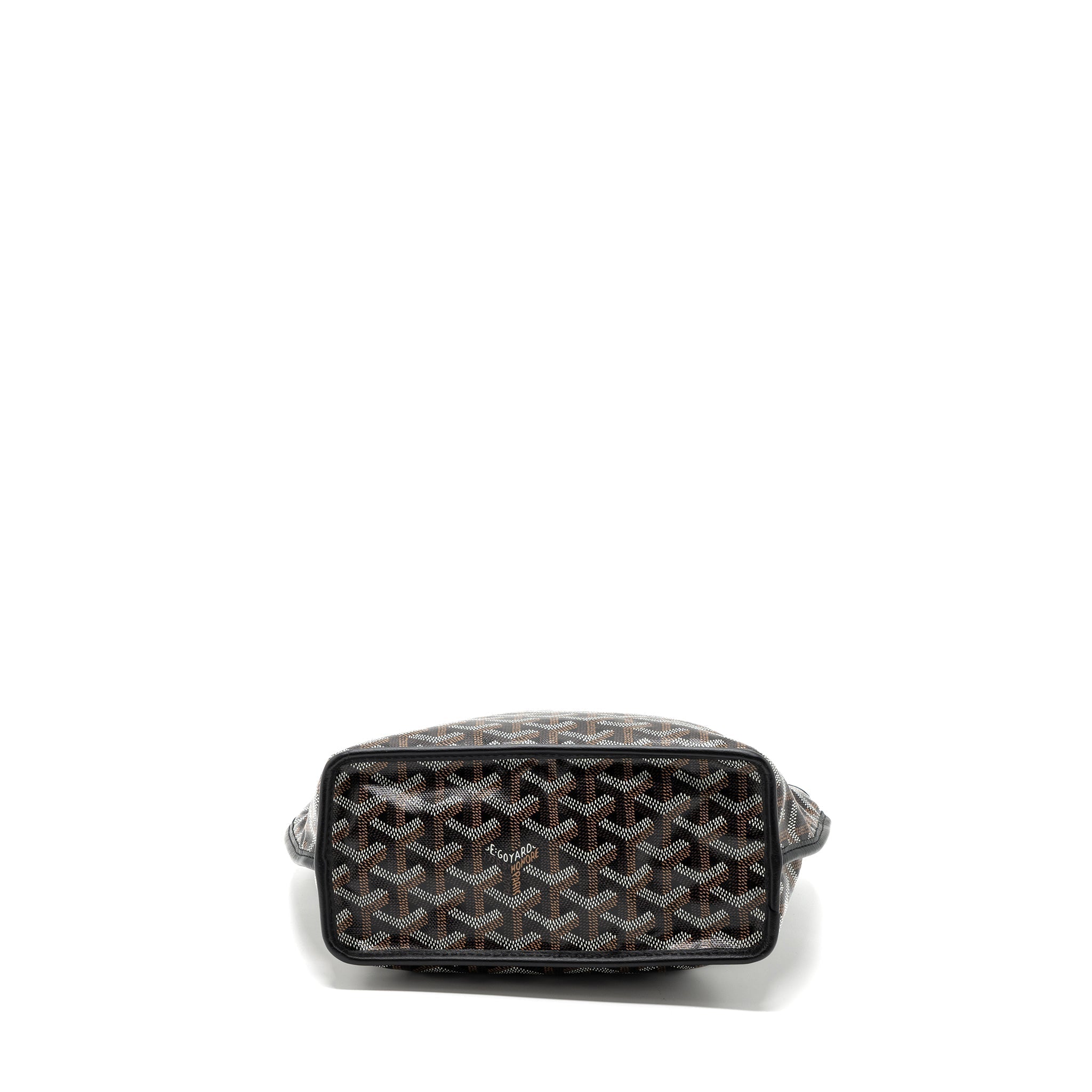 Lorenzia Mini Anjou Tote Bag Canvas Calfskin Black Silver-Tone Hardware