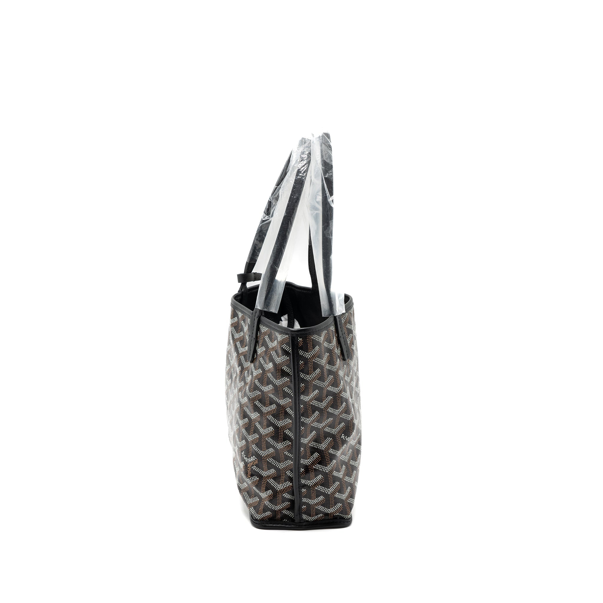 Lorenzia Mini Anjou Tote Bag Canvas Calfskin Black Silver-Tone Hardware