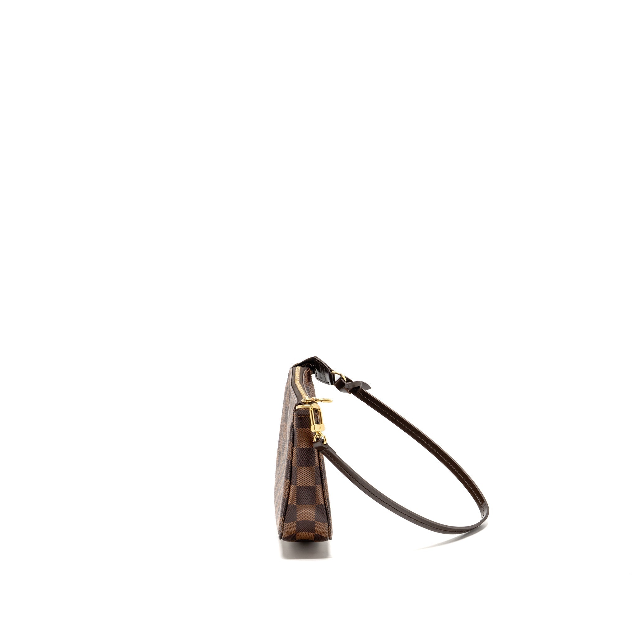 Pochette Accessoires Damier Ebene Canvas Shoulder Bag Gold-Tone Hardware