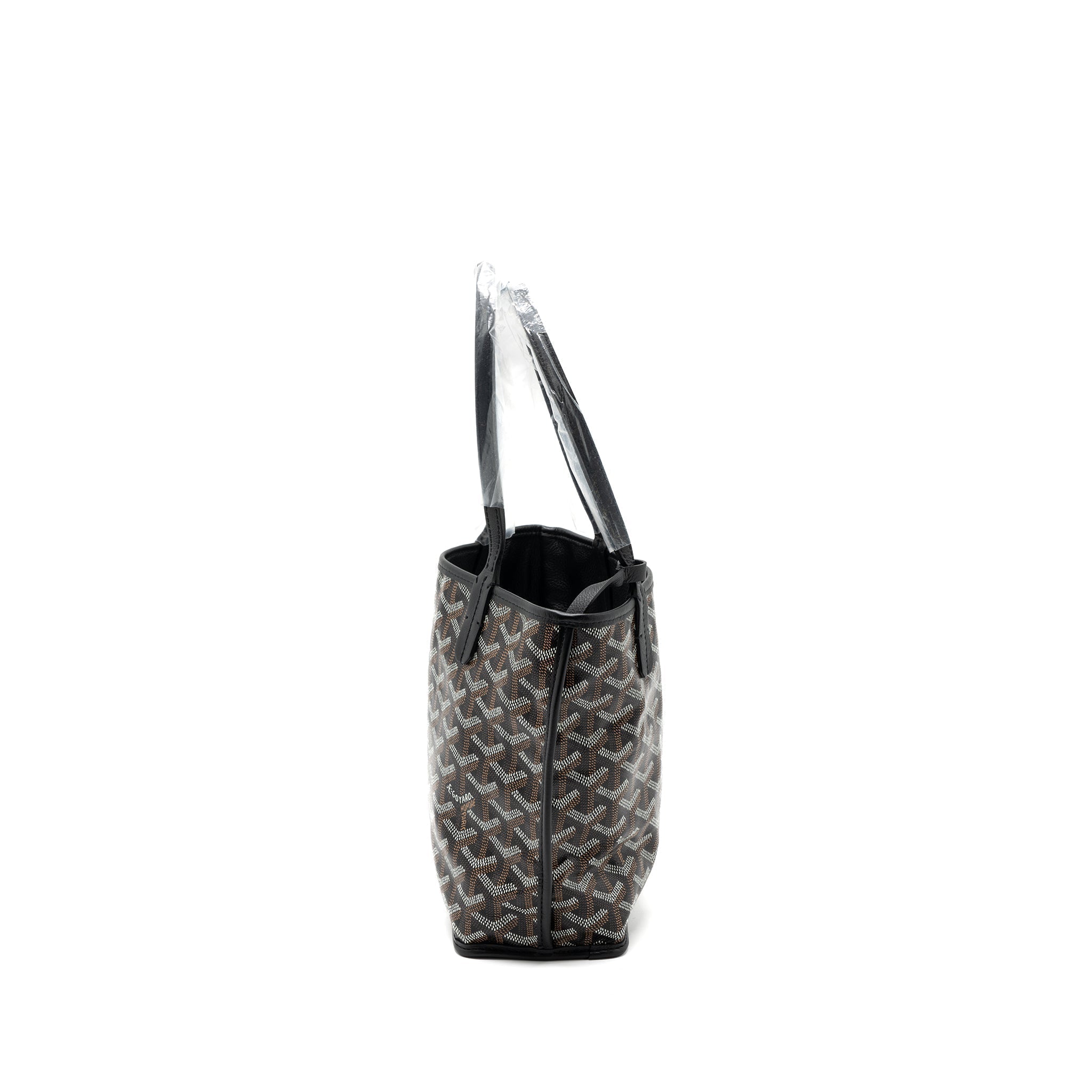Lorenzia Mini Anjou Tote Bag Canvas Calfskin Black Silver-Tone Hardware