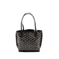 Lorenzia Mini Anjou Tote Bag Canvas Calfskin Black Silver-Tone Hardware