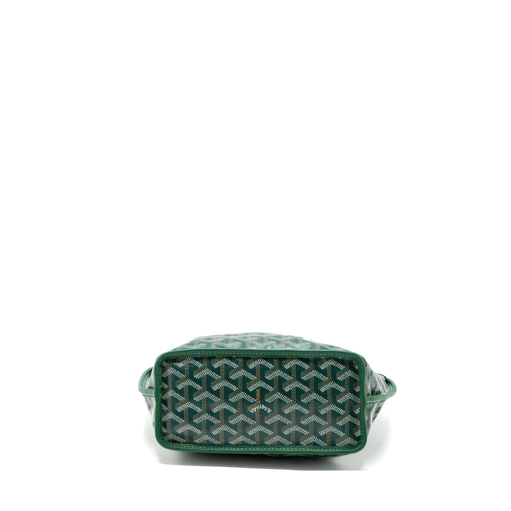 Lorenzia Mini Anjou Tote Bag Canvas Calfskin Green Silver-Tone Hardware