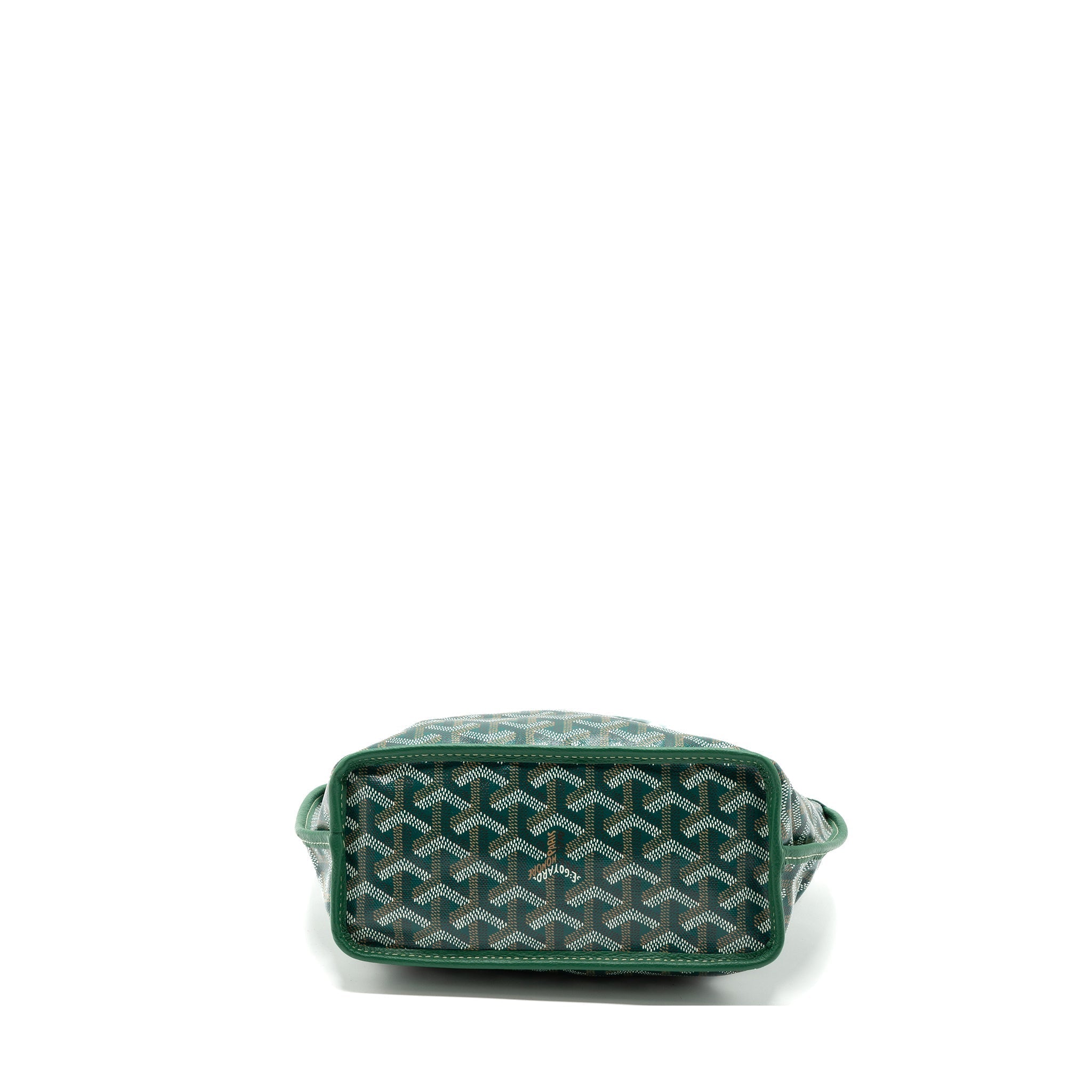 Lorenzia Mini Anjou Tote Bag Canvas Calfskin Green Silver-Tone Hardware