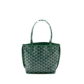 Lorenzia Mini Anjou Tote Bag Canvas Calfskin Green Silver-Tone Hardware