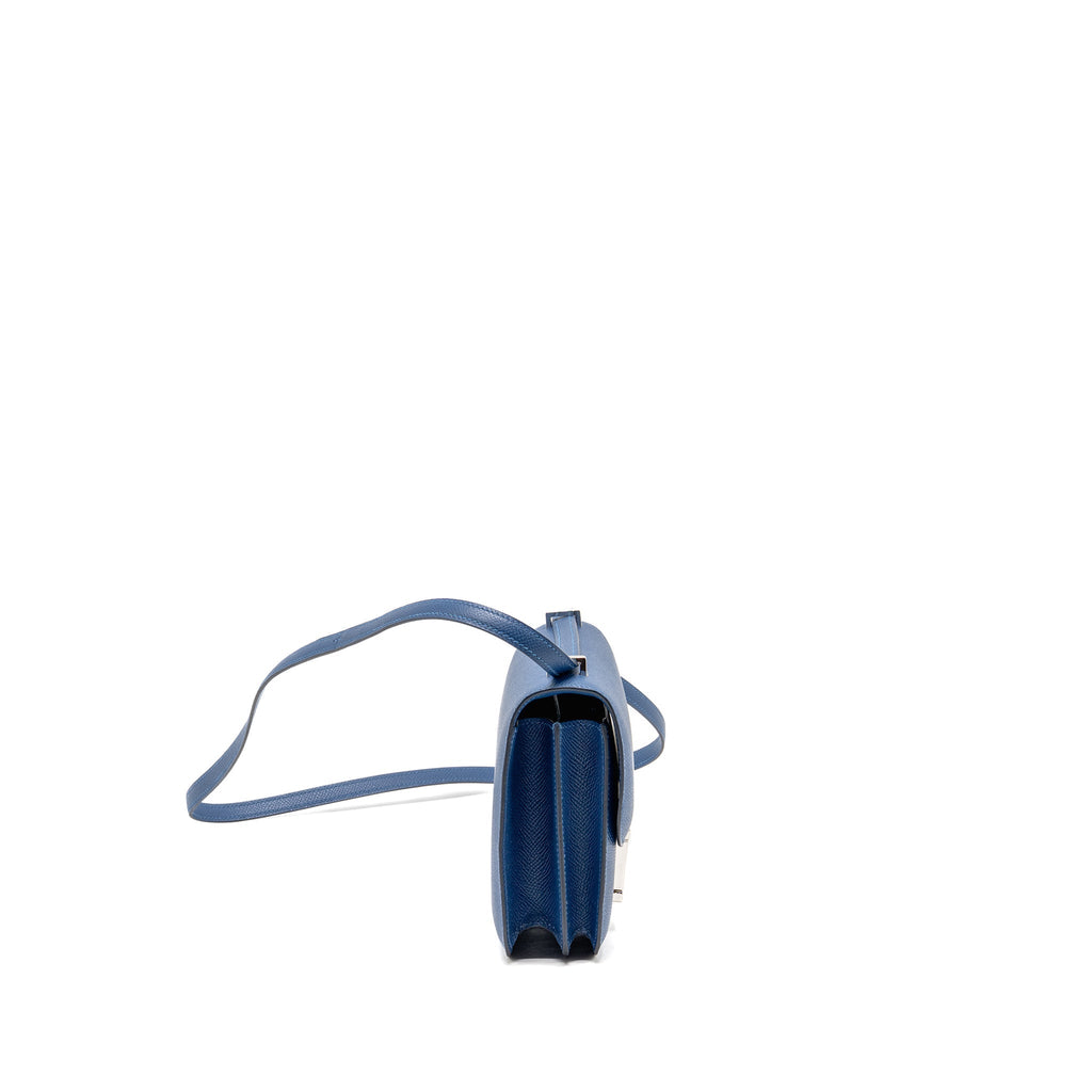 Lorenzia Mini Constance Bag Epsom Leather Bleu Tie Silver-Tone Hardware