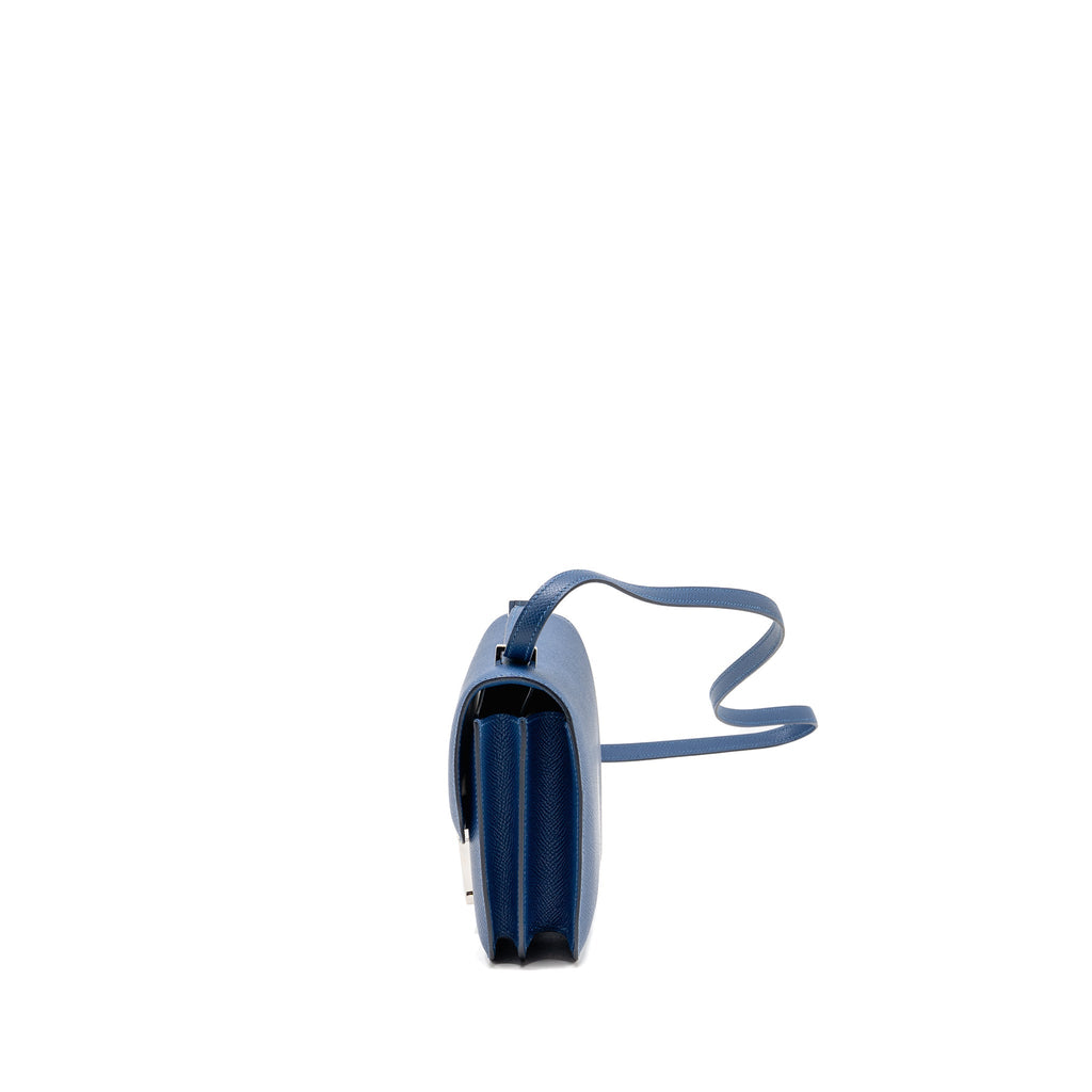 Lorenzia Mini Constance Bag Epsom Leather Bleu Tie Silver-Tone Hardware