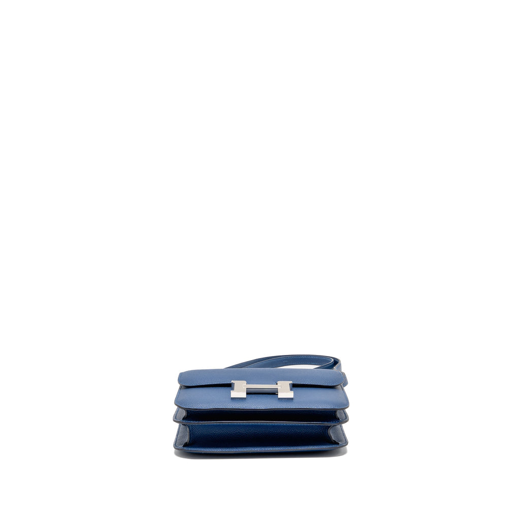 Lorenzia Mini Constance Bag Epsom Leather Bleu Tie Silver-Tone Hardware