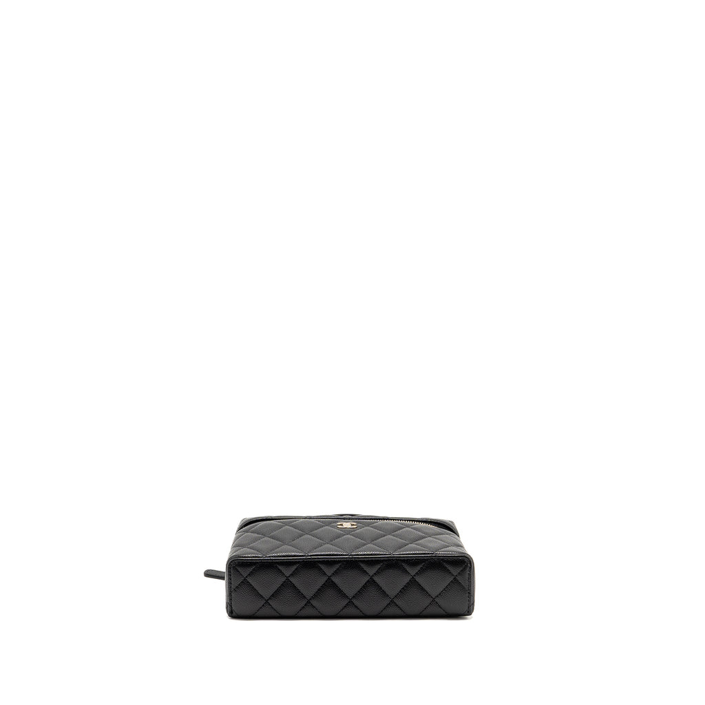 Lorenzia CC Top Handle Vanity With Chain Caviar Leather Black Light Gold-Tone Hardware