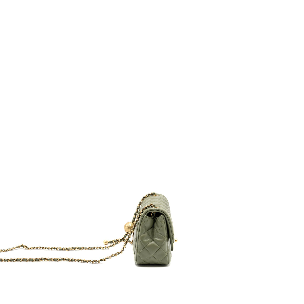 Lorenzia CHANEL Pearl Crush Mini Square Flap Bag Lambskin Green GHW