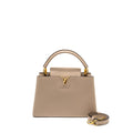 Capucines PM Calfskin Leather Handbag Grey Gold-Tone Hardware