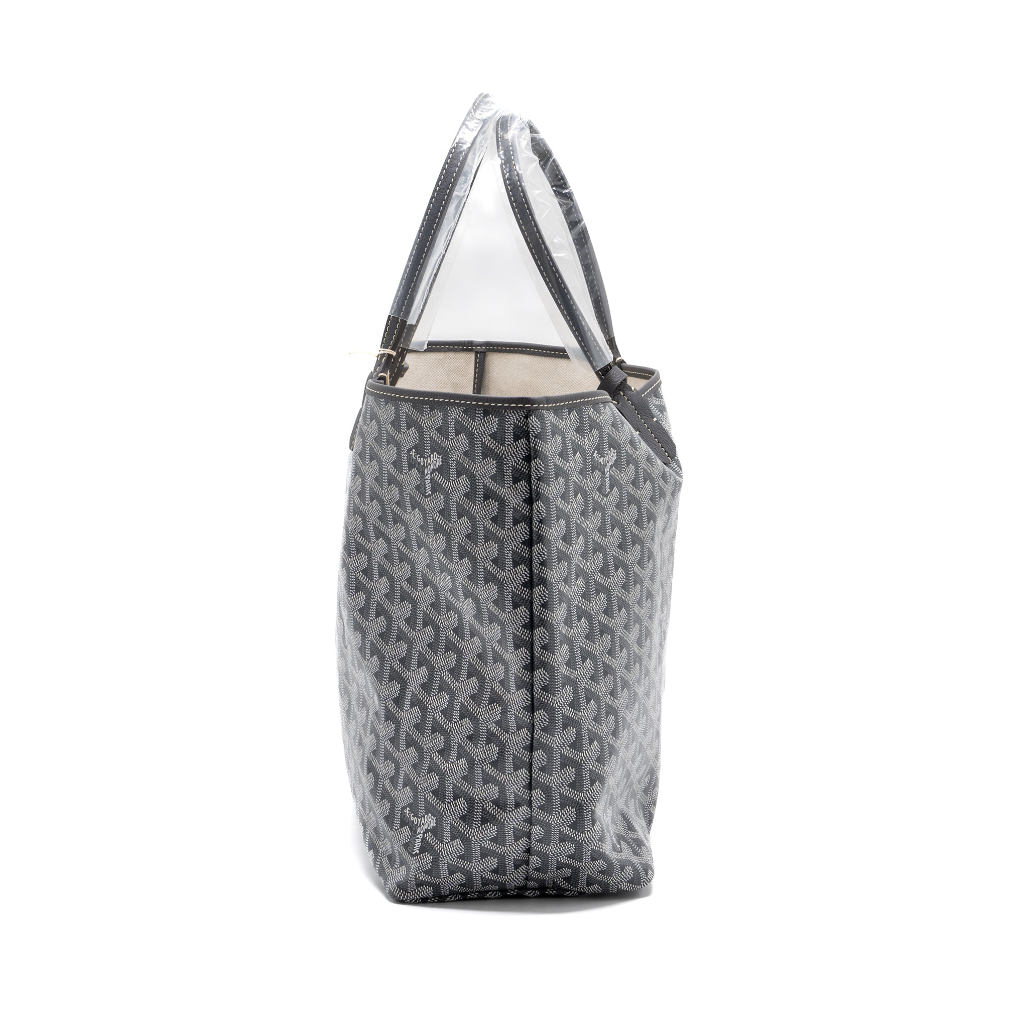 Lorenzia Saint Louis PM Goyardine Canvas Tote Bag Grey Silver-Tone Hardware
