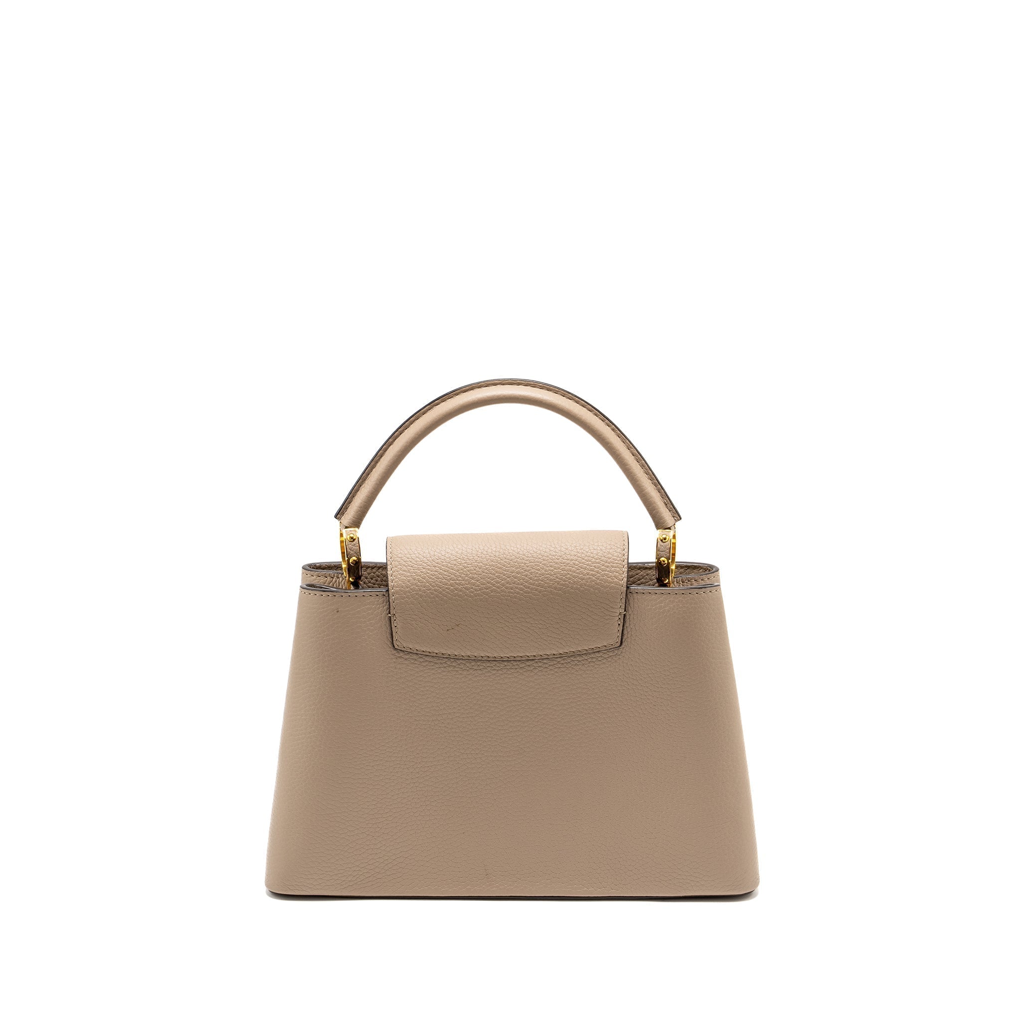 Capucines PM Calfskin Leather Handbag Grey Gold-Tone Hardware