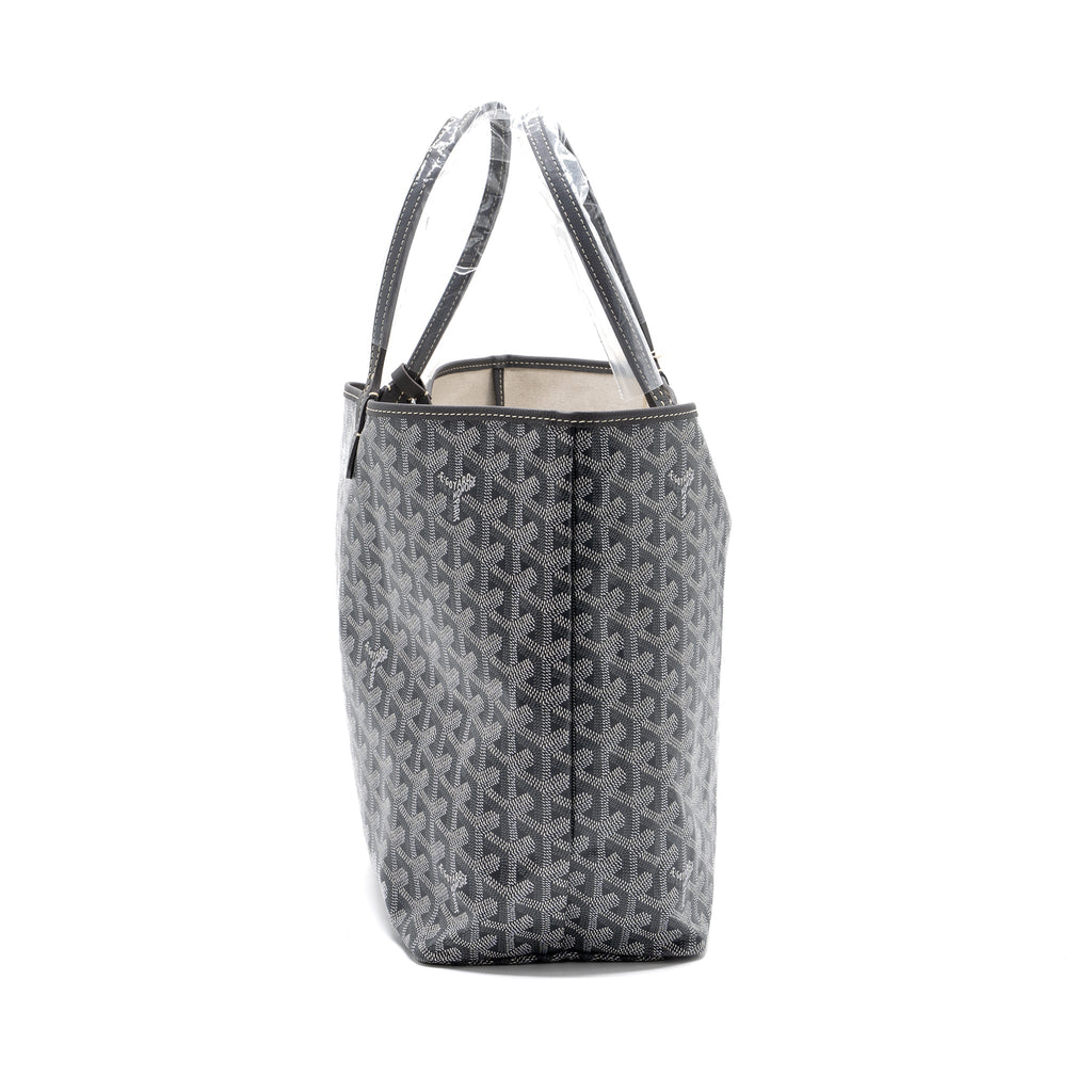 Lorenzia Saint Louis PM Goyardine Canvas Tote Bag Grey Silver-Tone Hardware