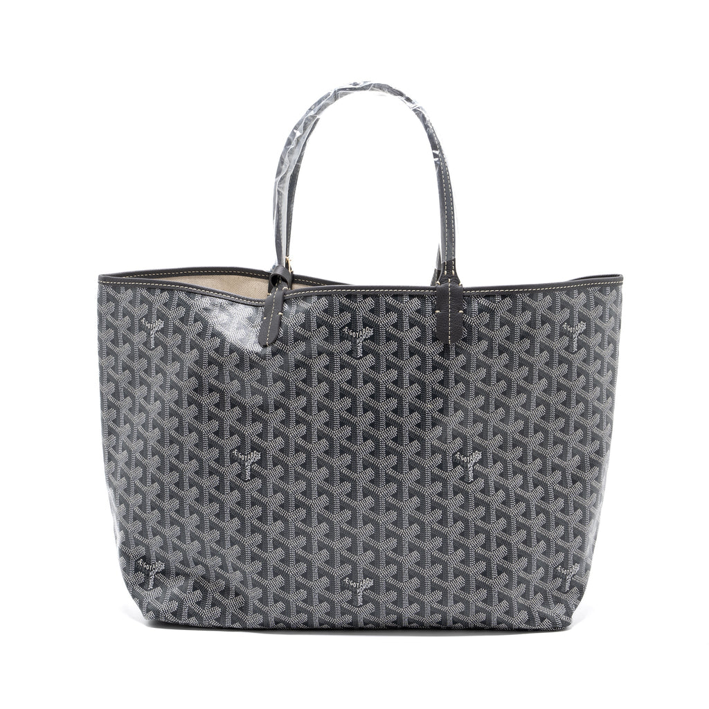 Lorenzia Saint Louis PM Goyardine Canvas Tote Bag Grey Silver-Tone Hardware