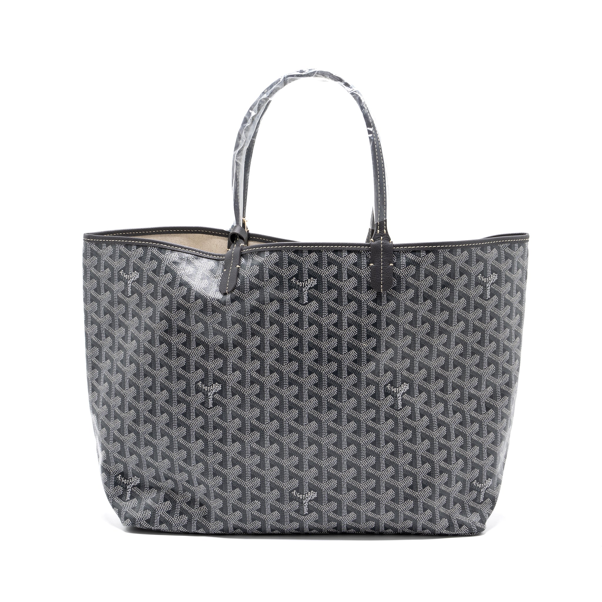 Lorenzia Saint Louis PM Goyardine Canvas Tote Bag Grey Silver-Tone Hardware