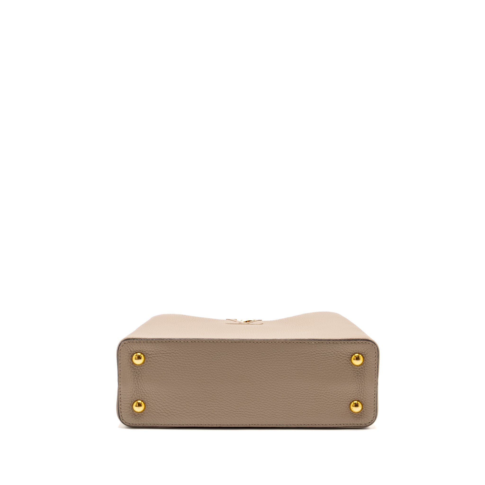 Capucines PM Calfskin Leather Handbag Grey Gold-Tone Hardware