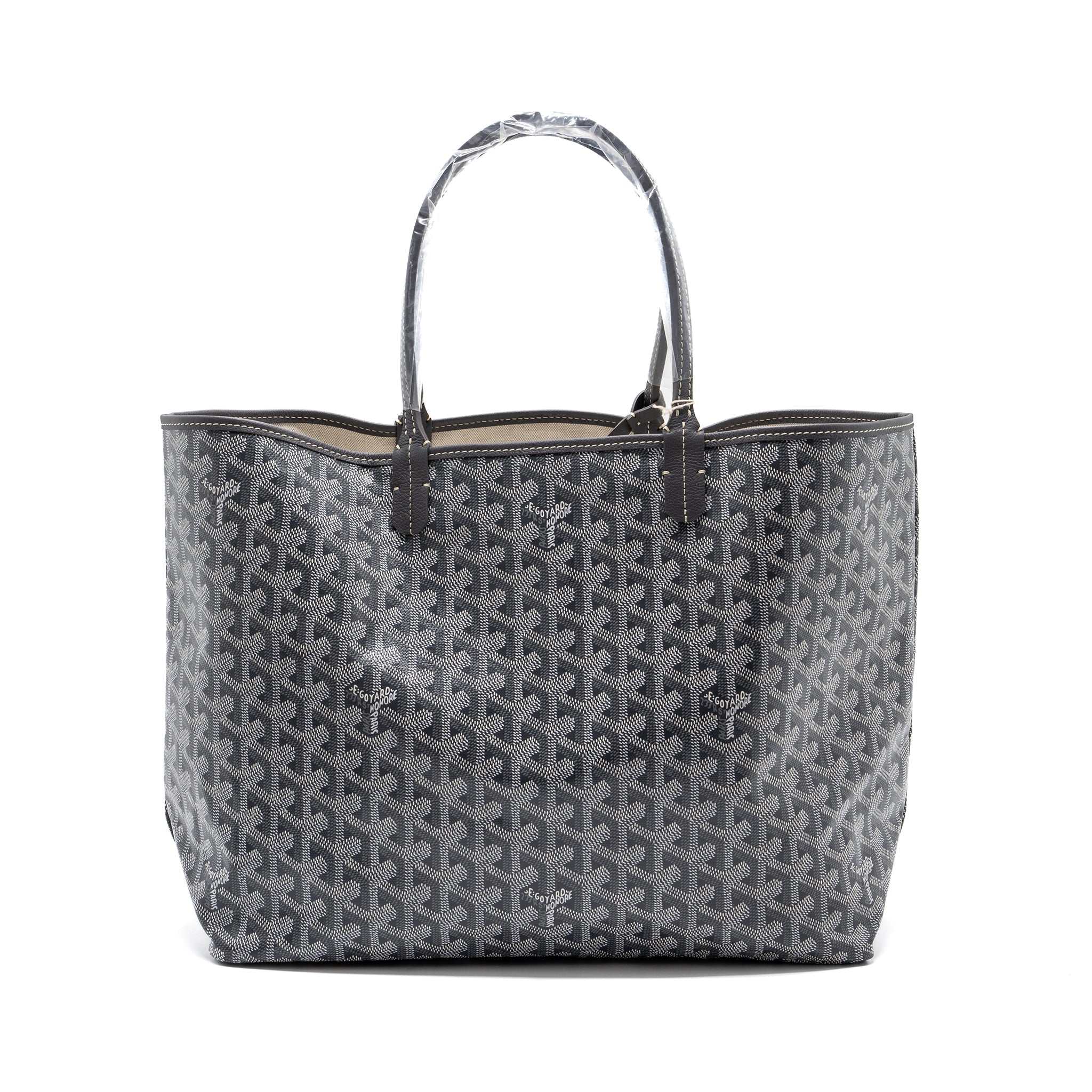 Lorenzia Saint Louis PM Goyardine Canvas Tote Bag Grey Silver-Tone Hardware