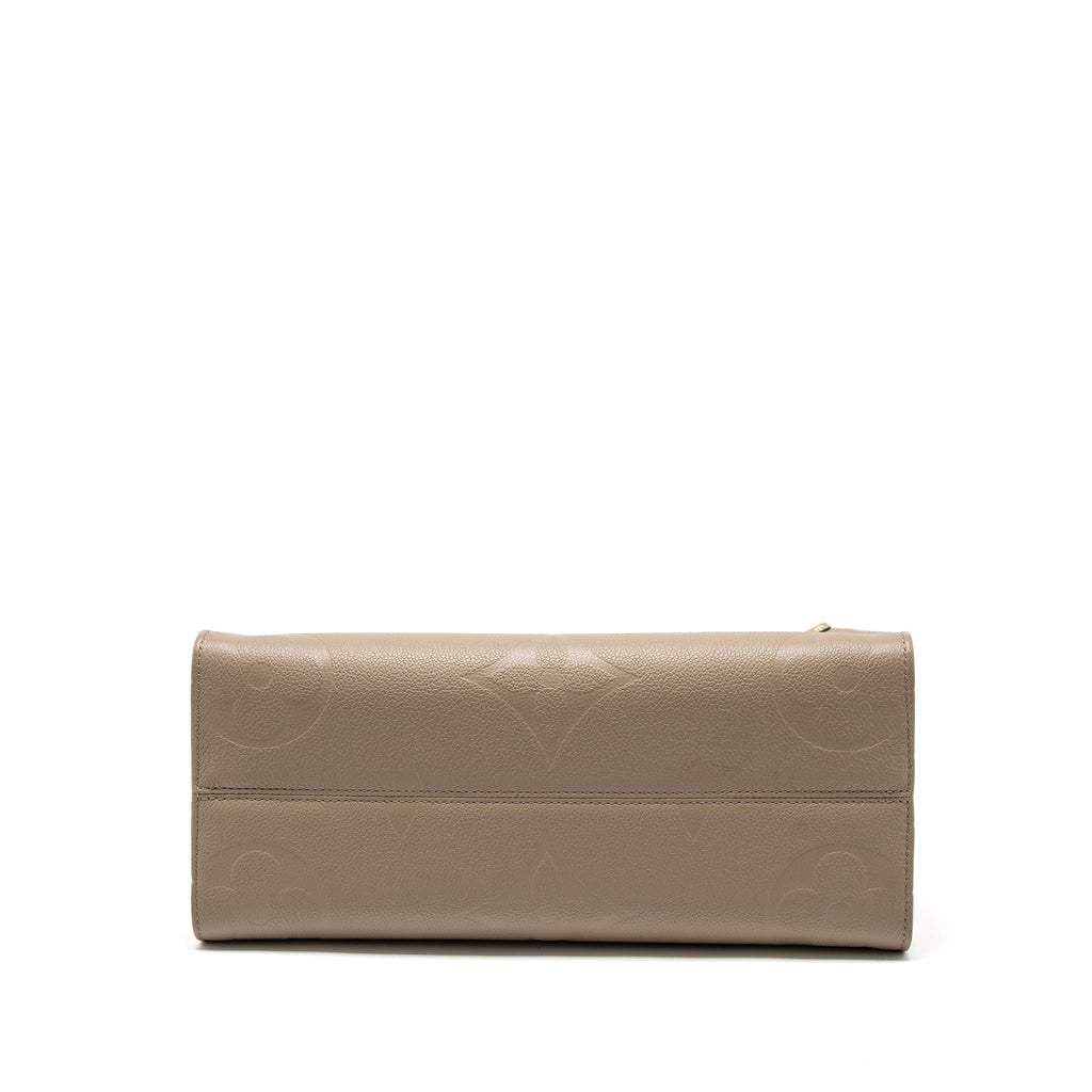 Onthego MM Tourterelle Monogram Empreinte Leather Tote Bag Gold-Tone Hardware